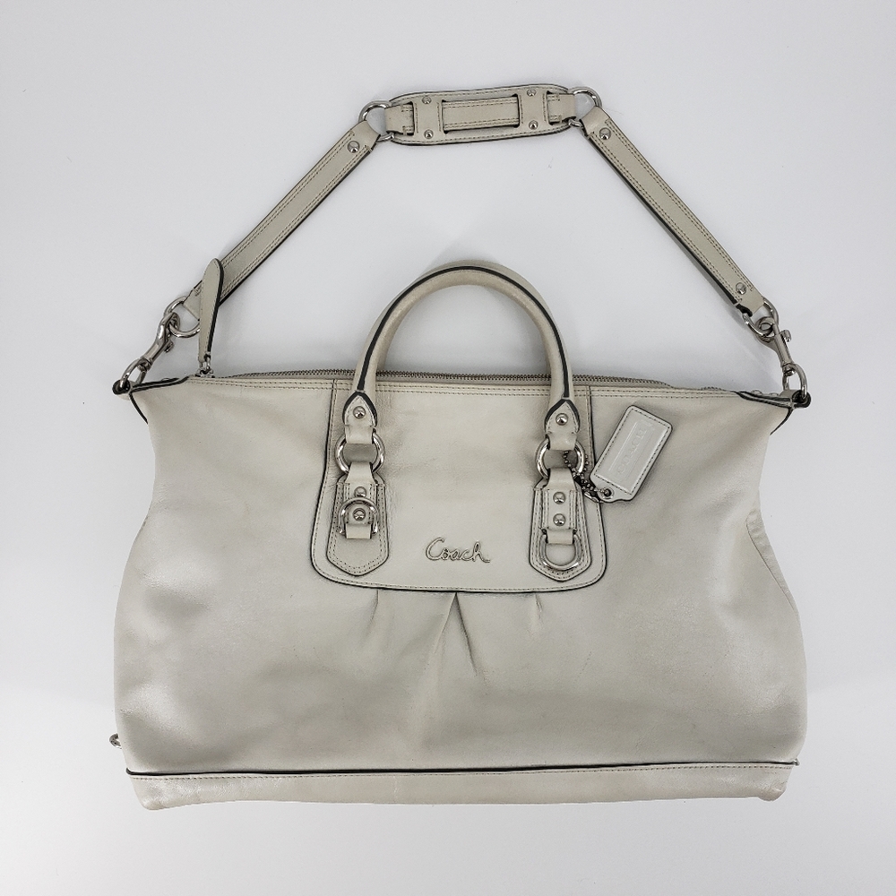 Coach Ashley Leather Satchel Bag White